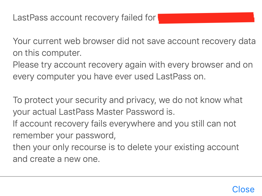 LastPass message
