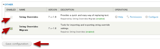 Translate Language Strings in Drupal: download and install the overrides module
