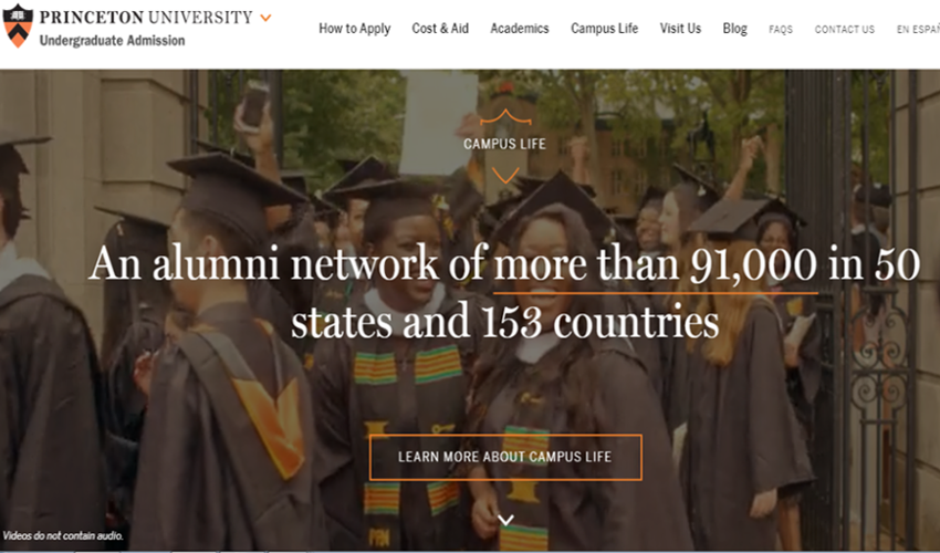 10 Most Popular Websites Built on Drupal in North America- Princeton University Admission