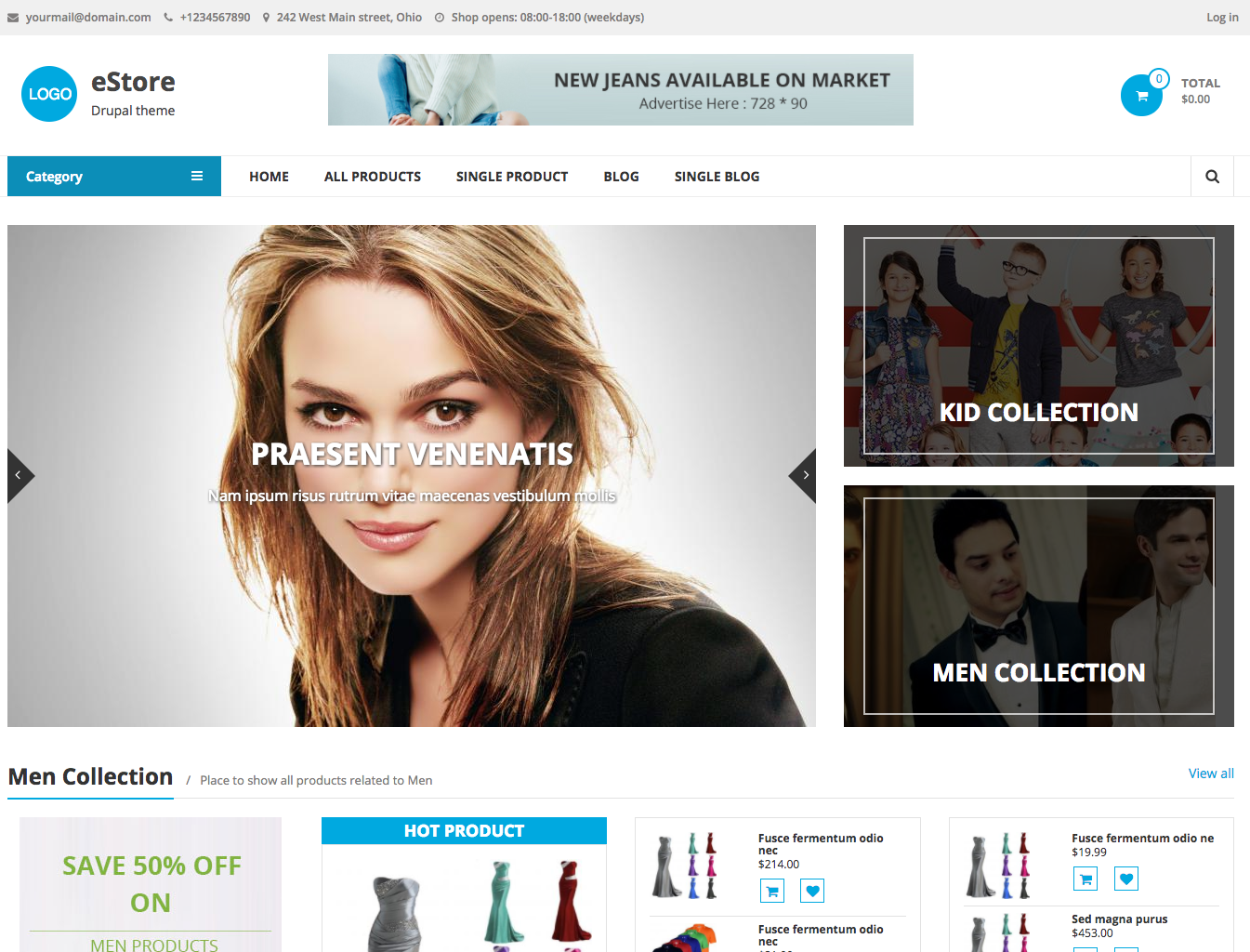 Free Drupal 8 Themes for eCommerce: eStore