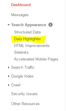Access Search Appearance- Data Highlighter