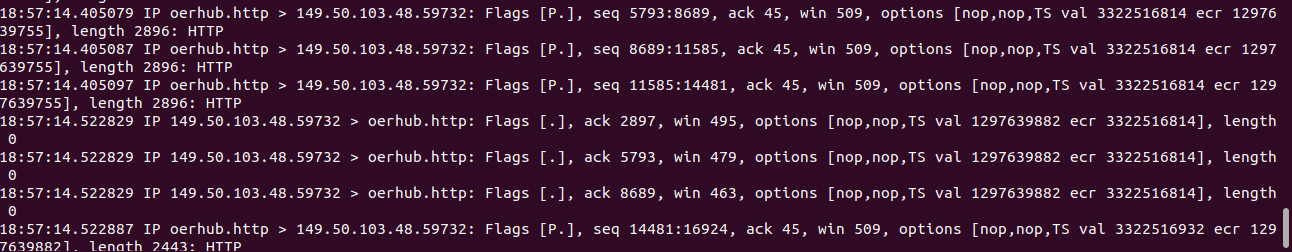 Image 26: Screenshot of the tcpdump Linux command