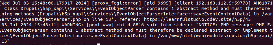 Image 11: Opening contents of the php log file to check for PHP errors triggered from Drupal