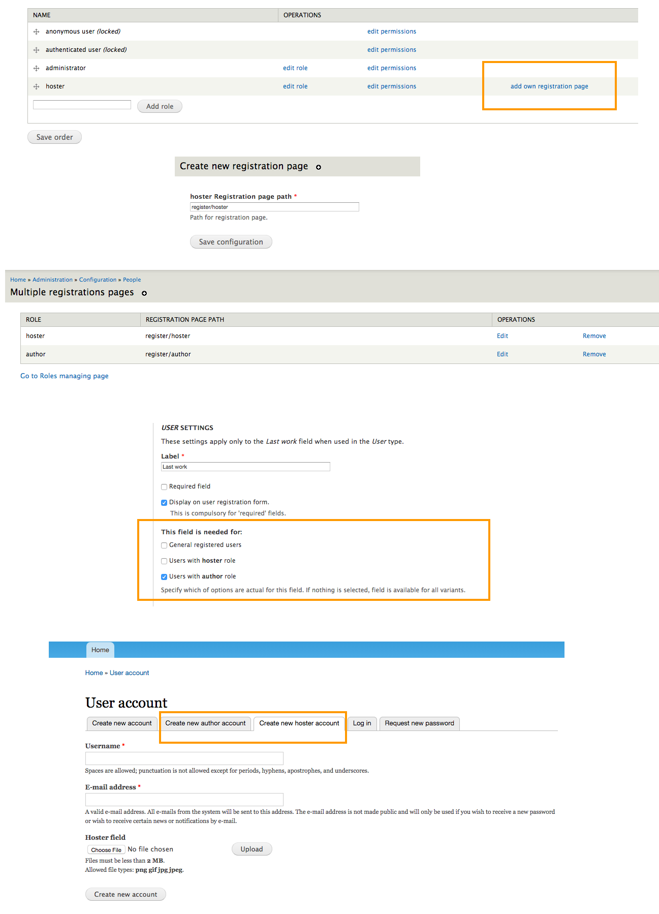 How to Build Role-Specific User Registration Forms: the Multiple Registration Module