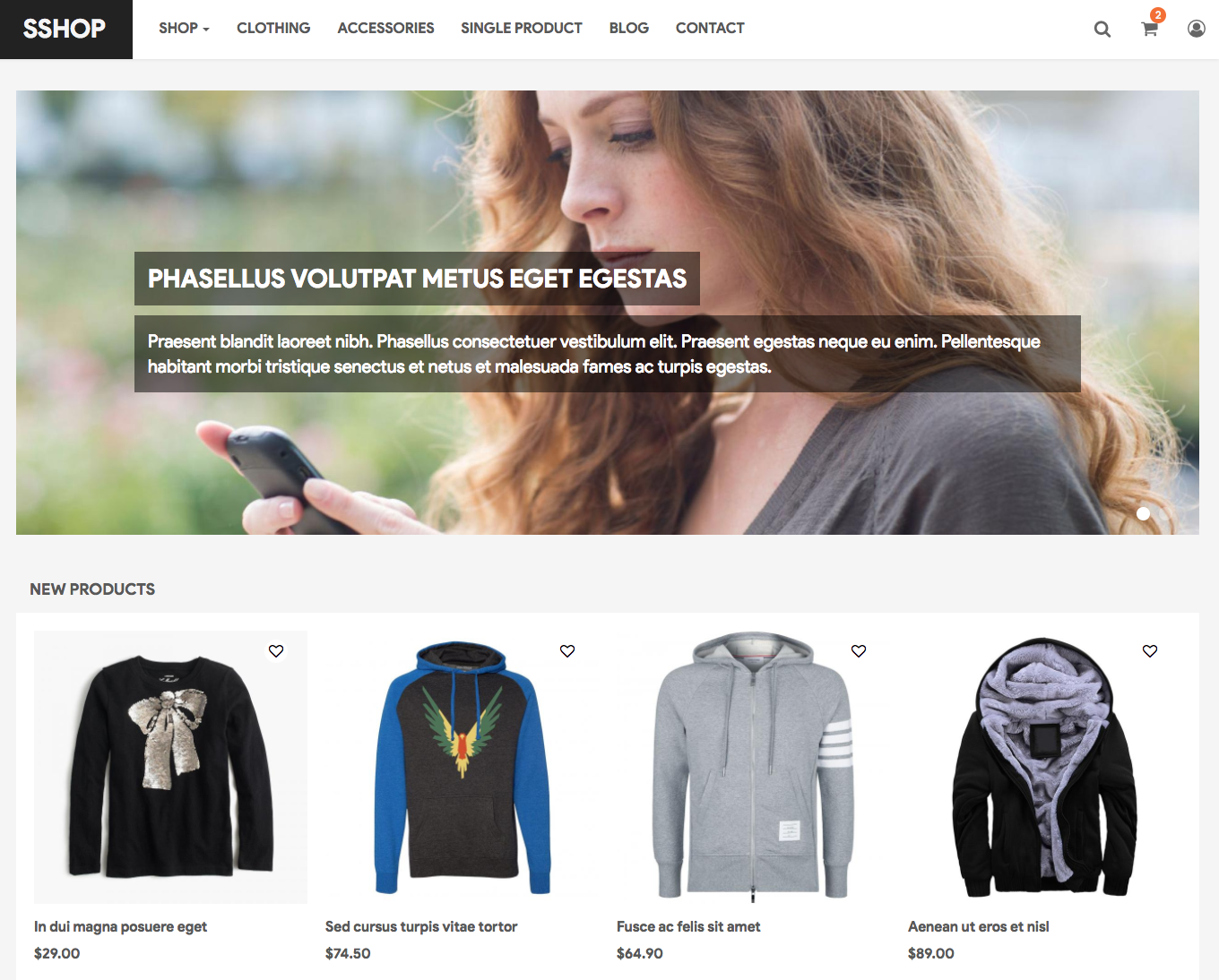 Free Drupal 8 Themes for eCommerce: SShop