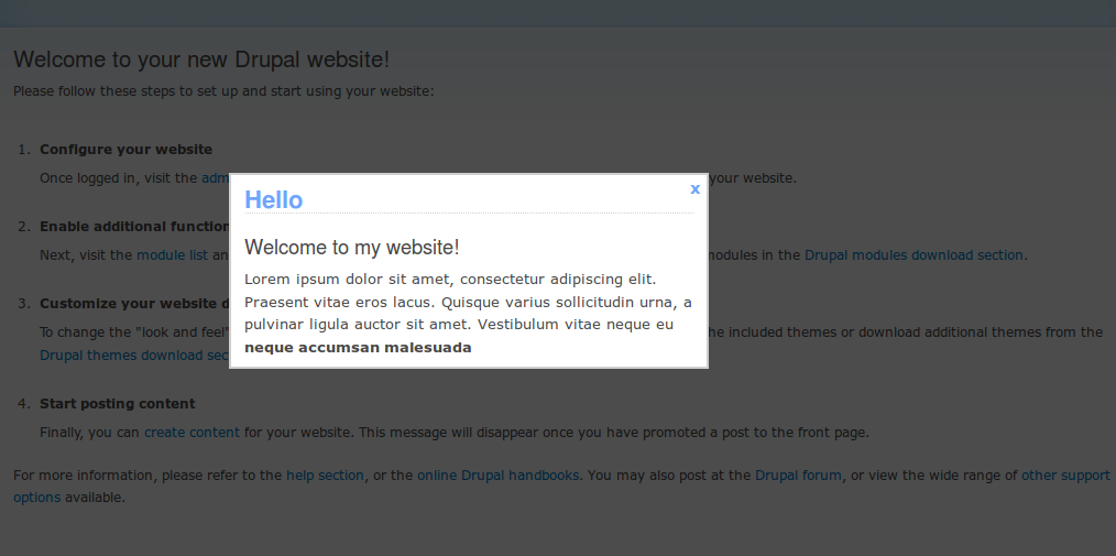 5 Modules for Building Popups in Drupal: The Popup Message Module 