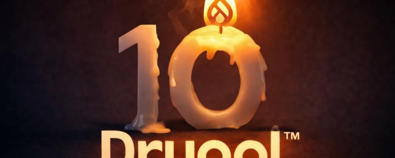 Drupal 10 logo shaped as a melting candle symbolizing the Drupal 10 end of life deadline
