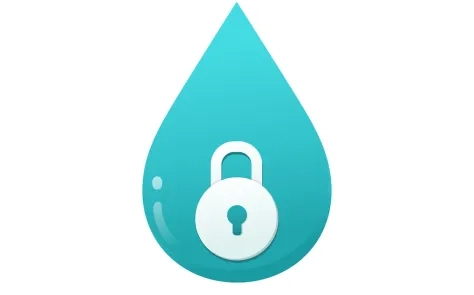 Teal water-drop icon with a padlock symbol representing website security.